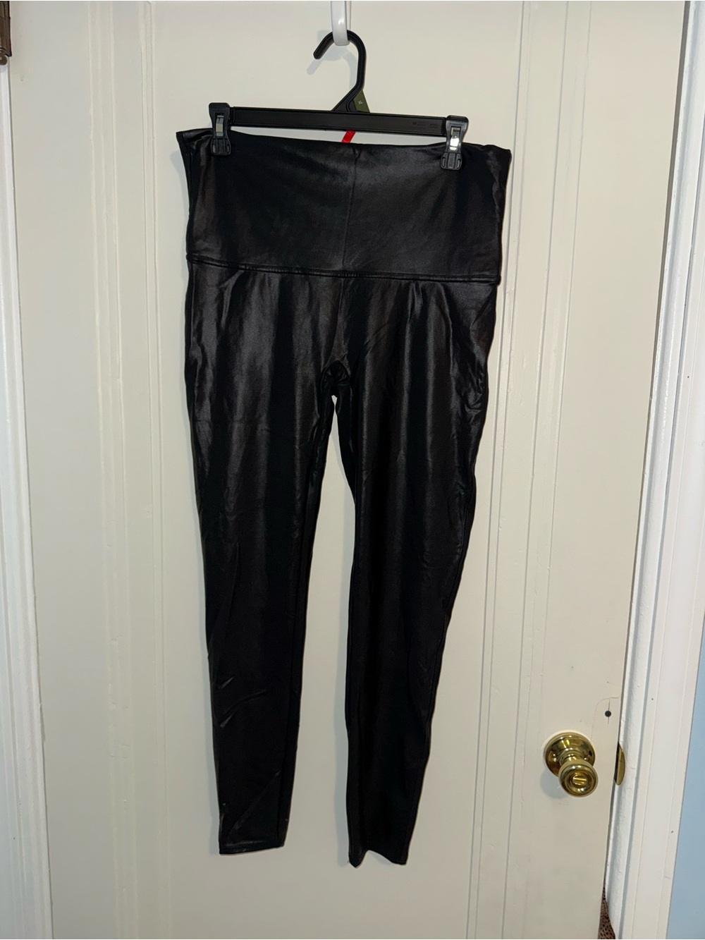 Spanx High-Waist Black Faux Leather Leggings 1X